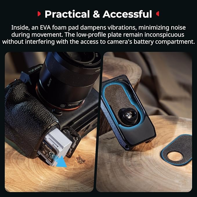 SmallRig Universal Mount Plate for AirTag, for SmartTag2, Quick Release Camera Mount Baseplate for Arca-Type, Built-in EVA Pad, 1/4"-20 Screws for Sony, for Canon, for Nikon - MD5422