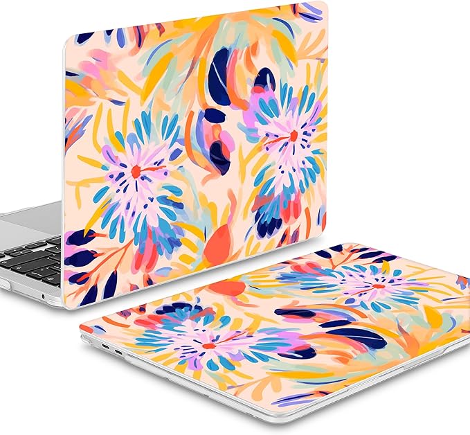 Mektron for MacBook Air 13 Case A1466/A1369 (2010-2017 Release), Snap-on Plastic Hard Shell Cover for MacBook Air 13.3 inch with Keyboard Cover, Abstract Botanical