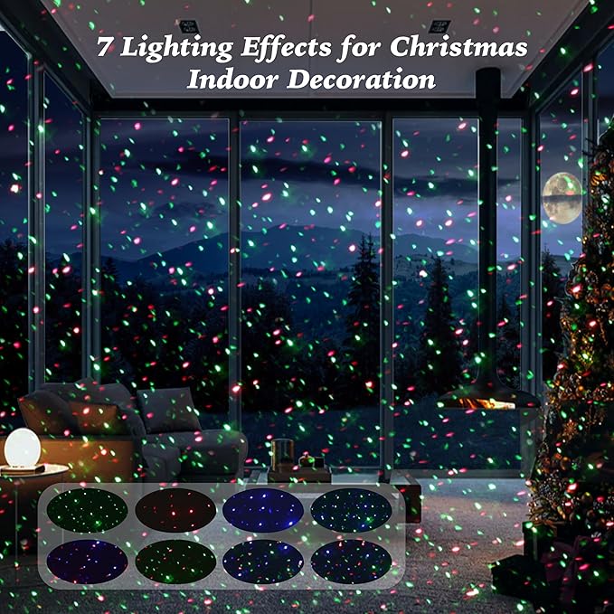 Star Laser Light Projector Outdoor, AIRIVO RGB 3 Colors 11 Lighting Effects Firefly Lights Projection Light, Christmas Laser Lights with Remote Control, Holiday Decor for Garden, Trees, Home,Landscape