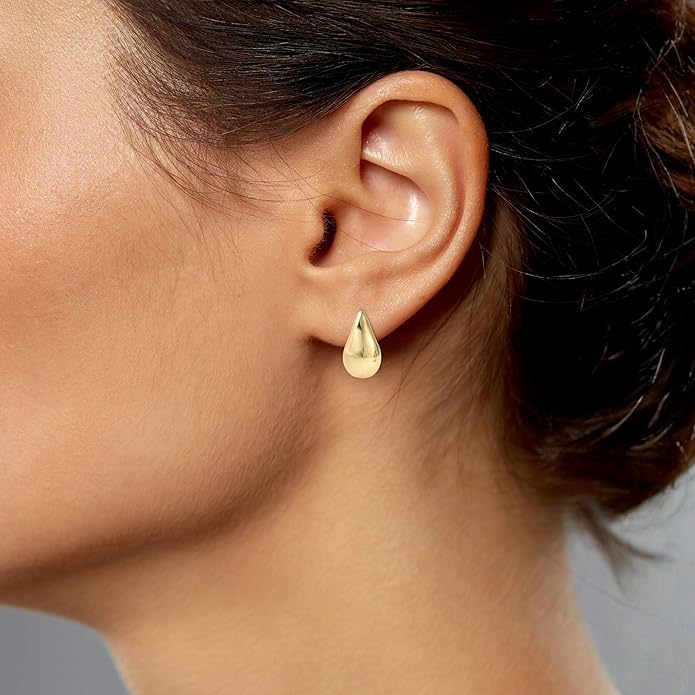 Women's Large Teardrop Earrings, High-Polish, in 10K Yellow Gold