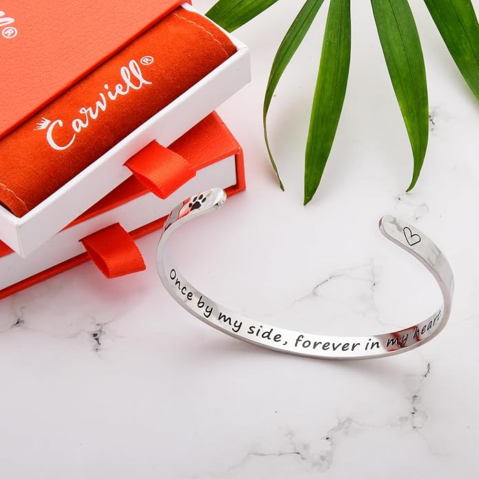 Carviell Engraved Cuff Bracelets for Women – Inspirational, Friendship, Love, Mom, Daughter, Sister, Christian, Graduation, Memorial & Wedding Gifts – 80+ Phrases – Stainless Steel, Gift-Ready