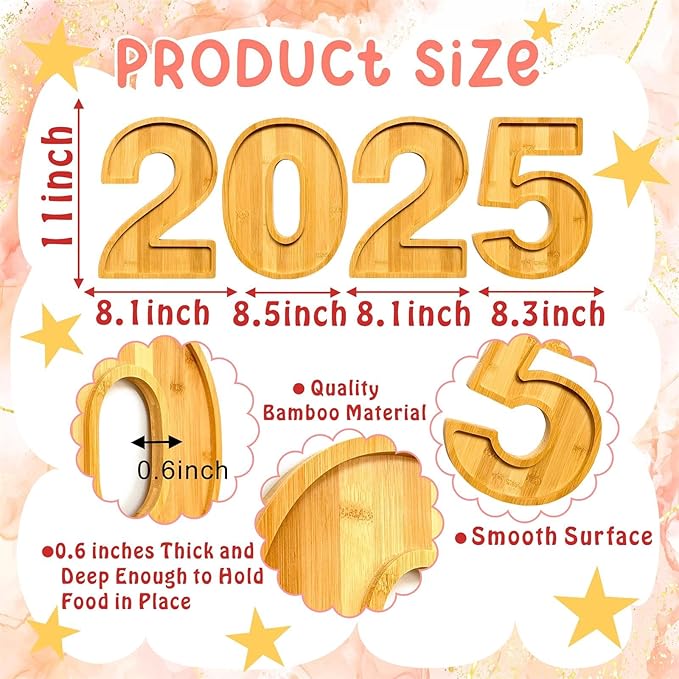 2025 Charcuterie Boards Graduation Fillable Number Boxes Reusable Food Trays for 2025 Party Favors Supply Easter Serving Platters Food Display Boxes Dish Plates for Grad Tabletop Decor Birthday Gifts