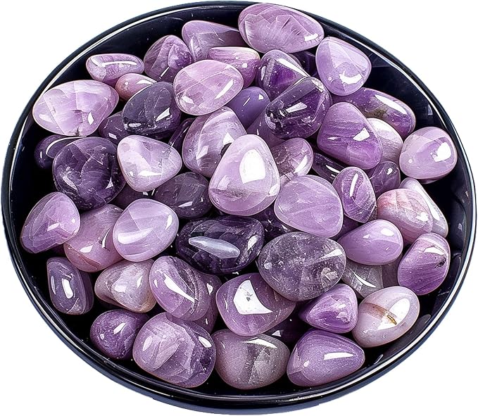 Polished Lepidolite Crystal Chips Set, 0.4", 128 Pcs - Handpicked Tumbled Stones and Crystals Bulk for Healing, Reiki, Meditation, Witchcraft and Home Decor