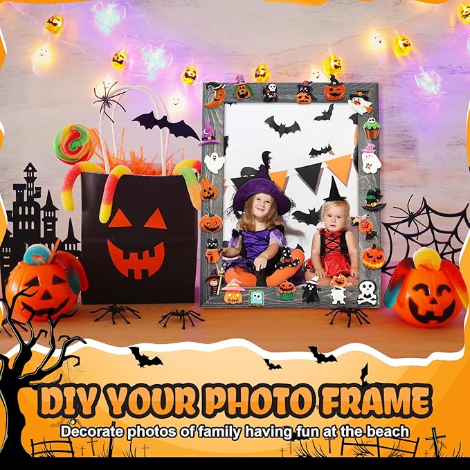 Giegxin 40pcs Halloween Resin Charms Halloween Decor Pumpkin Witch Hat Candy Corn Ghost Flatback Cabochon Accessories Cute Embellishment Bulk for Jewelry Cellphone Case Scrapbooking Headband DIY Craft