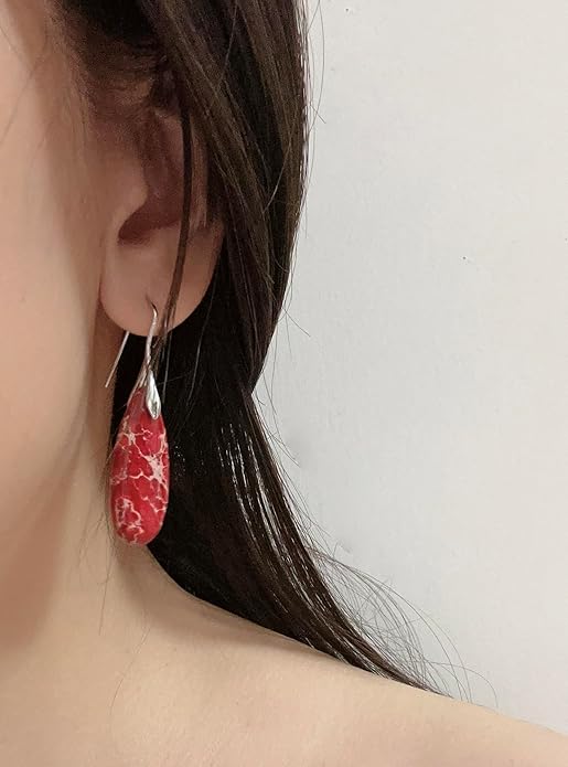 SELOVO Stone Fishhook Dangle Drop Earrings Statement Earrings for Women Stone