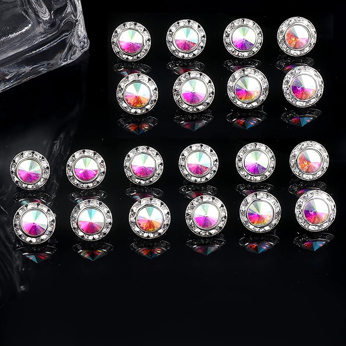 FIBO STEEL Clip on Halo Earrings Rhinestone Earrings Crystal Earrings for Women Round Acrylic Stone Inside Dance Competitions Stage Opera Performance Wedding Party Jewelry