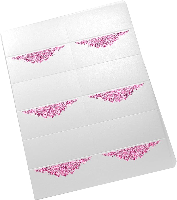 Paisley Printable Place Cards, Fuschia (Choose Color), Set of 150 (25 Sheets), Laser & Inkjet Printers - Wedding, Party, Dinner, and Special Events - Made in the USA