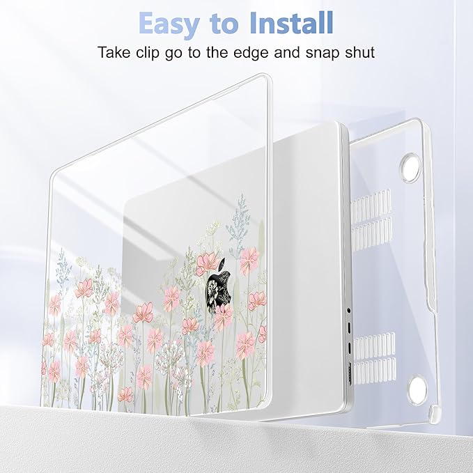 for MacBook Pro 16 inch Case 2021 2022 2023 2024 Release A3186 A3403 M4 A2991 M3 A2780 M2 A2485 M1 Pro/Max, Hard Shell Case with Screen Protector & Keyboard Cover, Floral C322