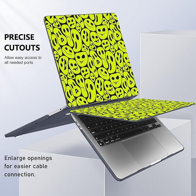 Case for MacBook Pro 13 inch with/Without Touch Bar (2016-2022, M2 A2338 M1 A2289 A2251 A2159 A1989 A1706 A1708), Hard Shell + Keyboard Cover + Dust Plug, Distorted Emoticon