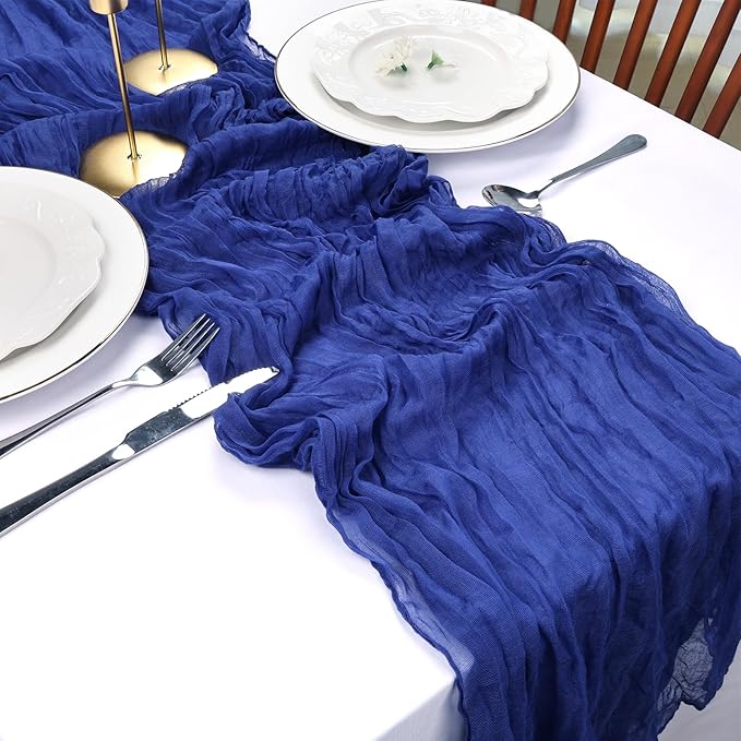 6 Pack Royal Blue Cheesecloth Table Runner 10FT Boho Cheese Cloths Gauze Fabric Table Runners 120 Inch Rustic Sheer for Wedding Birthday Party Baby Shower Centerpiece Home Decorations