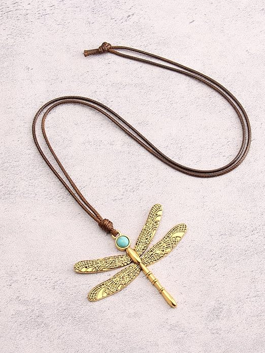 GelConnie Boho Necklaces for Women Vintage Silver Circles Long Pendant Necklace Cowgirl Sweater Necklace Adjustable Leather Choker Necklace for Women