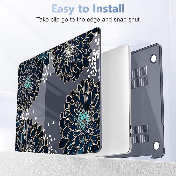 Case for MacBook Pro 13 inch with/Without Touch Bar (2016-2022, M2 A2338 M1 A2289 A2251 A2159 A1989 A1706 A1708), Hard Shell + Keyboard Cover + Dust Plug, Luxury Floral