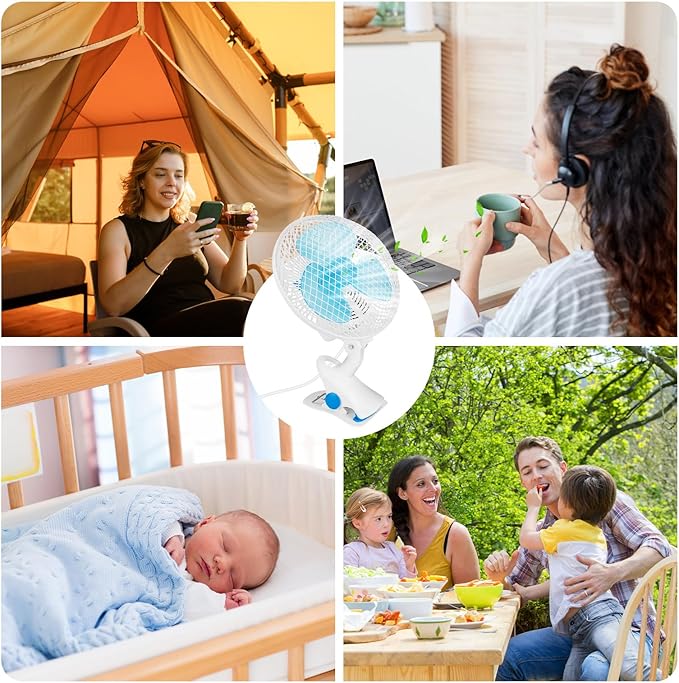 8.66" Portable Clip on Fan, 2 Speed Desk Fan with Auto Shaking Function, 180° Adjustable Tilt, Study Clamp, Personal Cooling Fan with 3.94ft Cord for Home Office Dorm