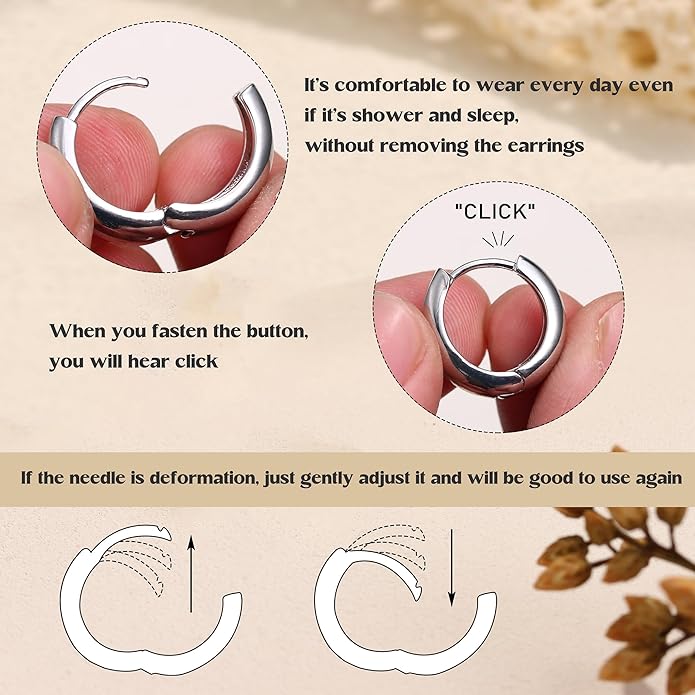 BESTEEL 3Pairs 14K Gold Plated Hoop Earrings Set for Women Chunky Earring Silver Plated Hypoallergenic Small Huggie Hoops Lightweight Tiny Thick Trendy Hoop Earrings Stacks for Multiple Piercing