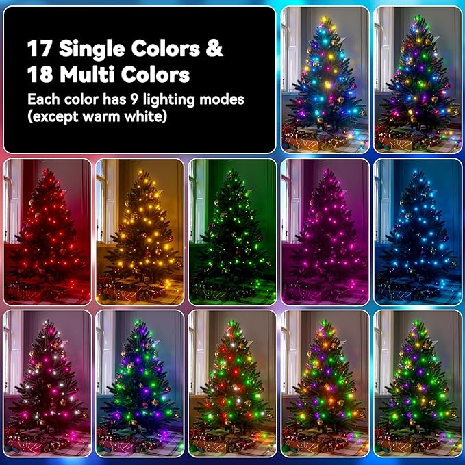 LitHome 99FT 300 LED Color Changing Christmas String Lights Outdoor, 35 Colors 9 Modes RGB Christmas Lights with Remote, Dimmable Led String Light, Xmas Tree Light for Indoor Holiday Party Decor