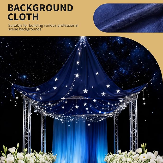 5x10FT Photo Stage Backdrop 2 Panels Curtains Drapes for Photography and Party (Navy Blue)