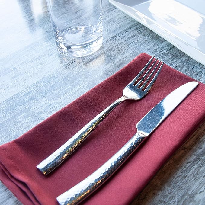 Arkwright Restaurant Cloth Napkins - (Pack of 25) Spun Polyester Dinner Napkin with Hemmed Edges - Ideal for Dinner, Wedding, Party, Banquet, Kitchen, 20 x 20 in, Burgundy