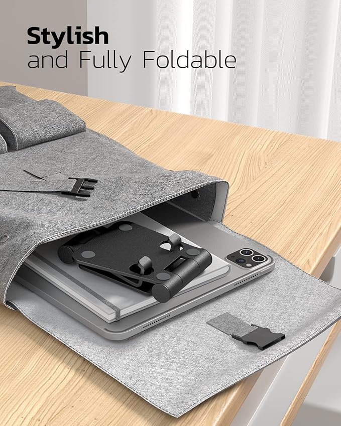 Nulaxy 2 Pack Dual Folding Cell Phone Stand, Fully Adjustable Foldable Desktop Phone Holder Cradle Dock Compatible with Phone 16 15 14 13 12 Pro Xs Xs Max Xr, All Phones, Black&Red