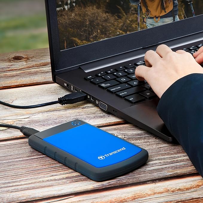 Transcend 4TB External Hard Drive, for PS4/PC/Mac/Desktop/Laptop/Xbox One/Xbox 360, USB3.1Gen1 (5Gbps) Type-A Portable HDD, One Touch Auto-Backup, Shock Resistant, Three-Stage Shock Protection System