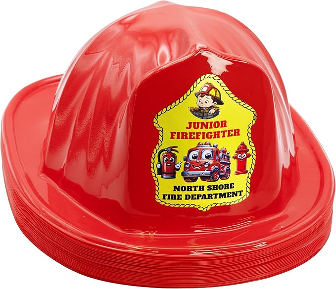 Kenco Kids Customizable Plastic Firefighter Hats -Choose your style, add your name or department