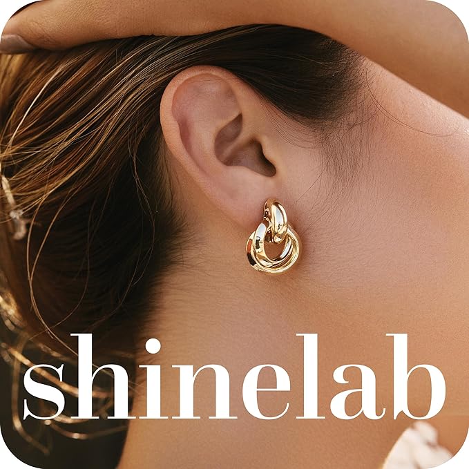 Chunky Statement Earrings for Women Knot Link Circle Geometric Drop Dangle Earrings Studs Trendy Jewelry