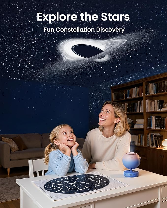 POCOCO Galaxy Star Projector with 2M-Pixel Lens & 5K Discs | Home Planetarium Projector for Relaxation, Study, and Sleep Aid | Includes 2 Films | Ideal Gift