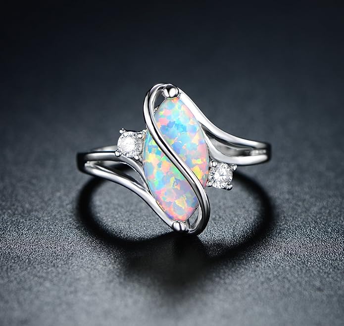 Barzel Rose Gold & White Gold Plated Created Ruby, White Fire Opal & Cubic Zirconia Accents Ring