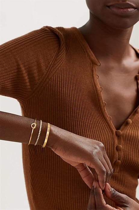 Gold Bangle Bracelets for Women, Non Tarnish Dainty 14K Gold Plated Cuff Bracelets Stackable for Women,Waterproof Bracelet Stack Gold Jewelry Gifts Trendy Adjustable Accessories