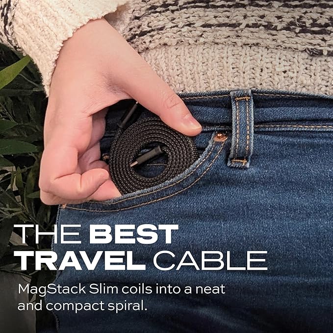 Statik MagStack USB C to USB C Cable, Magnetic Anti Tangle Flat Type C Charger Fast Charging Cord, Magnetic Charging Cable, Compatible with iPhone 16 Pro Max, 15, Galaxy S24 Ultra, 100W 3FT/1M