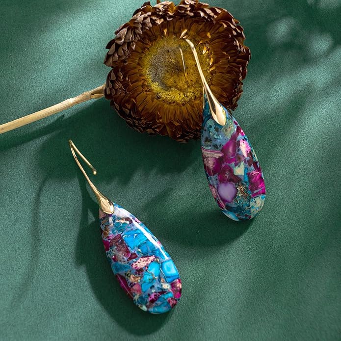 SELOVO Stone Fishhook Dangle Drop Earrings Statement Earrings for Women Stone