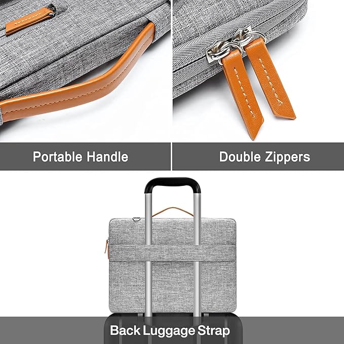 MOSISO 360 Protective Laptop Shoulder Bag,17-17.3 inch Computer Bag Compatible with MacBook, HP, Dell, Lenovo, Asus Notebook,Side Open Messenger Bag with 4 Zipper Pockets&Handle, Gray