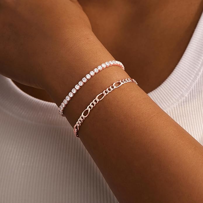 Gold Bracelets Set for Women Non Tarnish, 14K Gold Plated Sterling Silver Chunky Cuff Bracelet Stackable Gold Bangles Bracelet for Women Trendy Fashion Accessories Tie Knot Cuban Rope Paperclip Beaded Bracelet Stack Jewelry Valentines Day Gifts