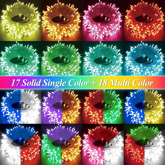 LitHome 33Ft 100 LED Color Changing Christmas String Lights, 35 Colors 9 Modes RGB Christmas Lights with Remote Timer, Dimmable Led String Light Outdoor Plug in, Xmas Tree Light for Indoor Party Decor