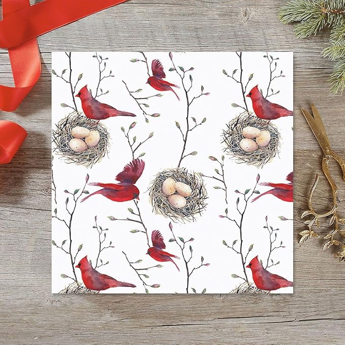 Current Winter Greeting Cardinal Christmas Rolled Wrapping Paper - Premium Classic 23-Inch x 8-Foot Gift Wrap Roll, 15 Square Feet Total