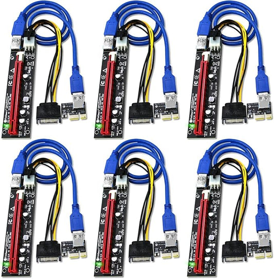 GPU Riser for Ethereum Mining Rigs, PCIE Risers for ETH Mining Rigs, 6PCS Black