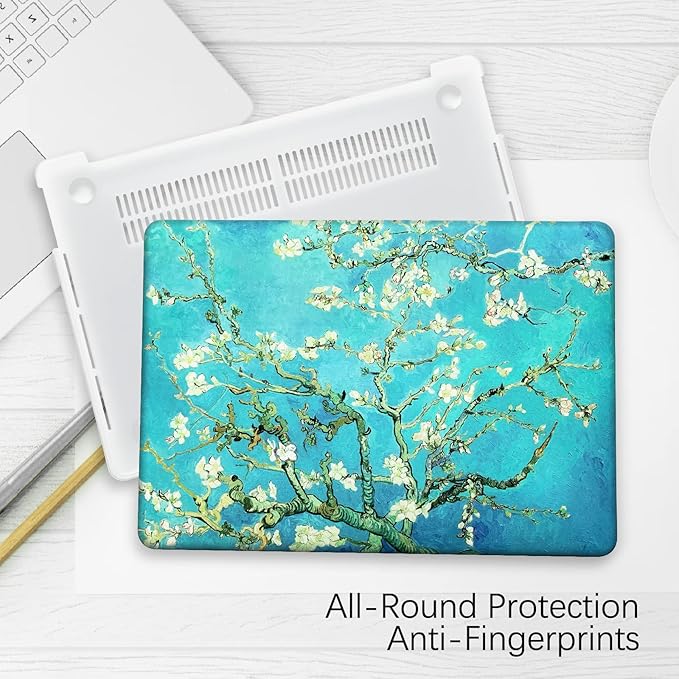 Berkin Arts Compatible with MacBook Air 13 inch Cover, 2022-2018 Release A2179/A2337 M1 with Touch ID with Keyboard Cover & Screen Protector Cloisonnism (Almond Blossom by Van Gogh)
