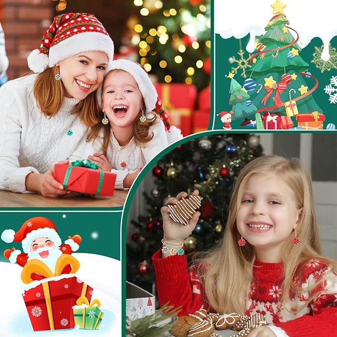 MARFOREVER 40 Pcs/20 Pairs Christmas Charms for Jewelry Making, Christmas Bow Charms Red Green Gold, Silver Mini Gift Bow Charm Holiday Xmas Bangle Pendants for Bracelet Necklace Earrings Making