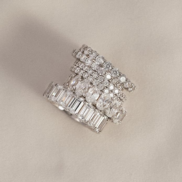 Marilyn Monroe Oval Cut Eternity Ring | Solid 925 Sterling Silver Infinity Band for Women | 7.50 Carats 100 Facet Oval Cut Cubic Zirconia CZ Simulated Diamond Engagement Ring