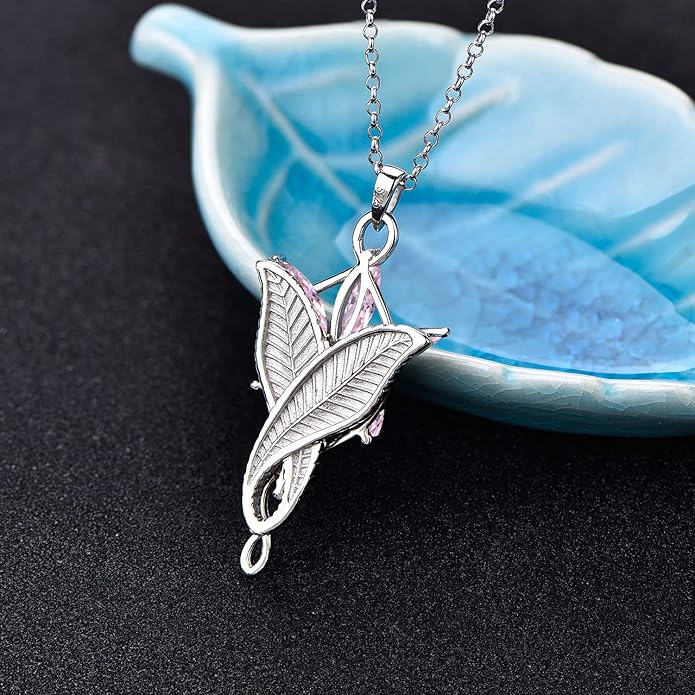 JO WISDOM Arwen Evenstar Necklace,925 Sterling Silver Lord of The Ring Hobbit Pendant Necklace with 5A Cubic Zirconia,Elvish Jewelry for Women