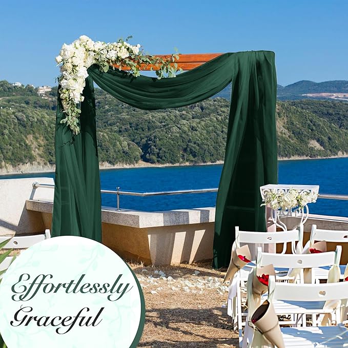 Cheesecloth Table Runner 3 Pack – 35x120 Inch (10ft) Boho Rustic Gauze Cloth Runners – Crinkle Polyester Table Decor for Wedding, Baby Shower, Bridal Shower, Birthday Party and More (Emerald Green)
