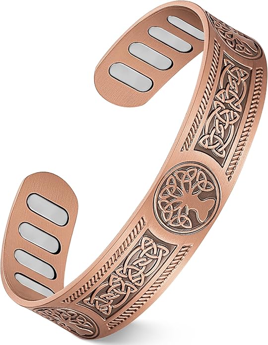 Feraco Copper Bracelet for Men, 5X Ultra Strength Magnetic Cuff Bangle with 5000 Gauss Neodymium Magnets, 99.99% Pure Copper Jewelry Gift, Adjustable
