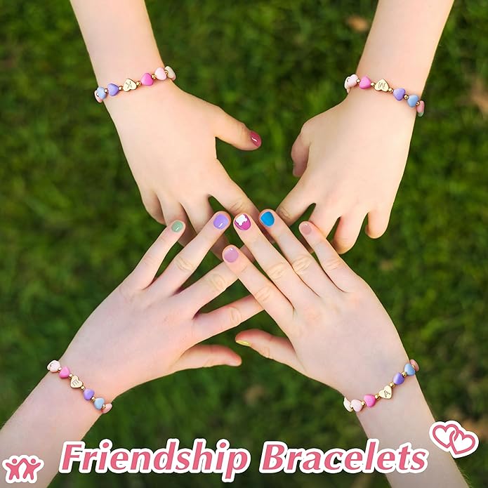 Valentines Day Gifts for Kids Women Girls, Initial Heart Bracelets for Teen Girls Young Women Bulk, Cute Preppy Letter A-Z Charm Bracelet, Personalized Happy 3-18 Year Old Birthday Gifts for Daughter, Lover, Sisters, Toddler