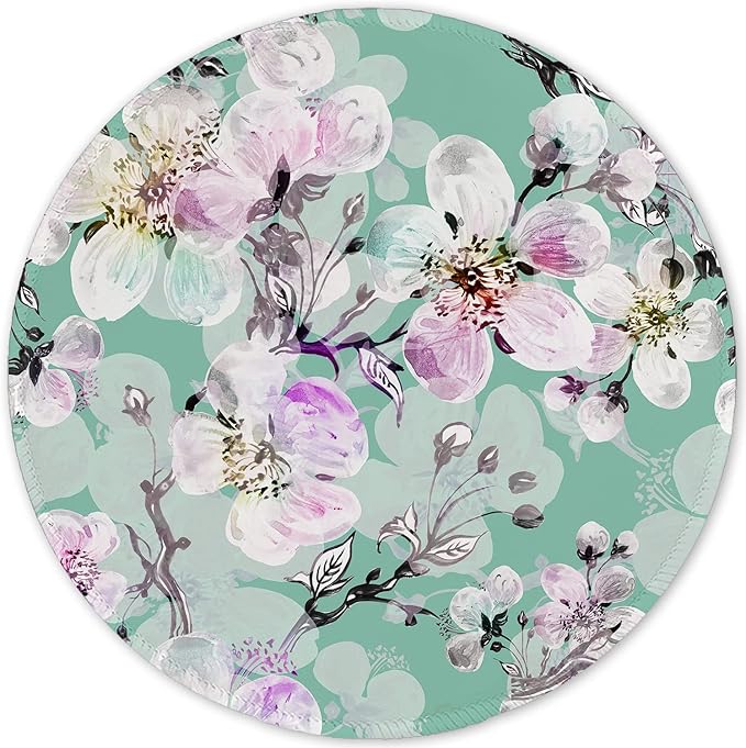ITNRSIIET Round Mouse Pad with Stitched Edge Premium-Textured Waterproof Non-Slip Rubber Base Desktop Protection Mat Diameter 8.7 inches, Beautiful Flower Art