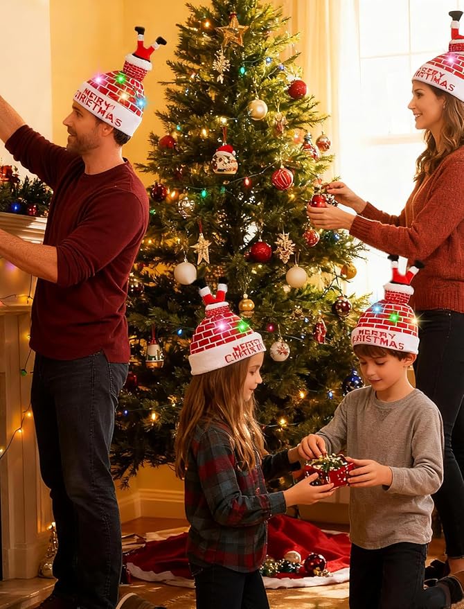 RAISEVERN Unisex Ugly LED Christmas Hat Novelty Colorful Light-up Stylish Knitted Sweater Xmas Party Beanie Cap(6 Lights)