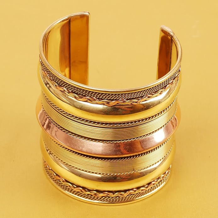 Touchstone Indian Bollywood Handcrafted Slip In Easy To Wear Stylish Wrist Enhancer Designer Broad Jewelry Cuff Bracelet For Women and Men.