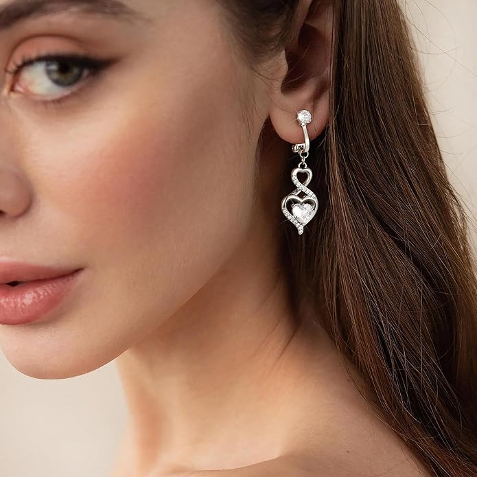 Clip On Earrings Sliver Dangle Earrings for Women Trendy Hanging Drop Earing Hypoallergenic Clip On Earring Birthday Gifts for Women Jewelry
