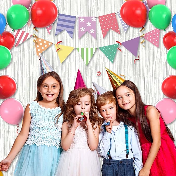 3 Pack Macaron White Foil Fringe Curtains Backdrop, 3.28 x 8.2 Ft Metallic Streamers Tinsel Curtains Background for Photo Booth, Birthday, Halloween, Christmas, New Year Party Decorations