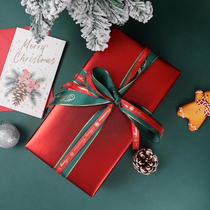NESCCI Matte Metal Red Wrapping Paper, Solid Color Paper,Gift Wrapping Paper,Perfect for Wedding,Valentine's Day,Birthday, Christmas,Baby Shower,DIY Bouquet (17.5 Inches X 32.8 Feet)
