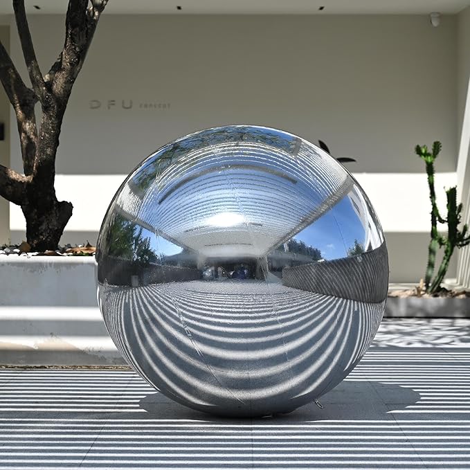 Yescom 47" Inflatable Mirror Ball Giant Reusable Hanging Large Disco Balloon Decoration for Party Wedding Event Concerts Stage Decor Silver