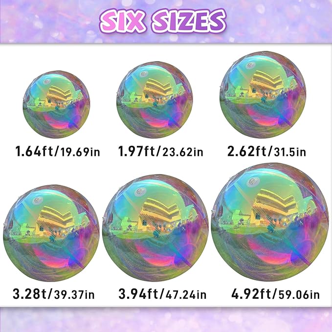 39.3in Inflatable Mirror Ball,Shiny Inflatable Ball Silver/Gold/Iridescent,PVC Hanging Large Disco Balls Decor for Party, Concerts, Stage, Wedding Decoration (1 Piece,Without Air Pump)